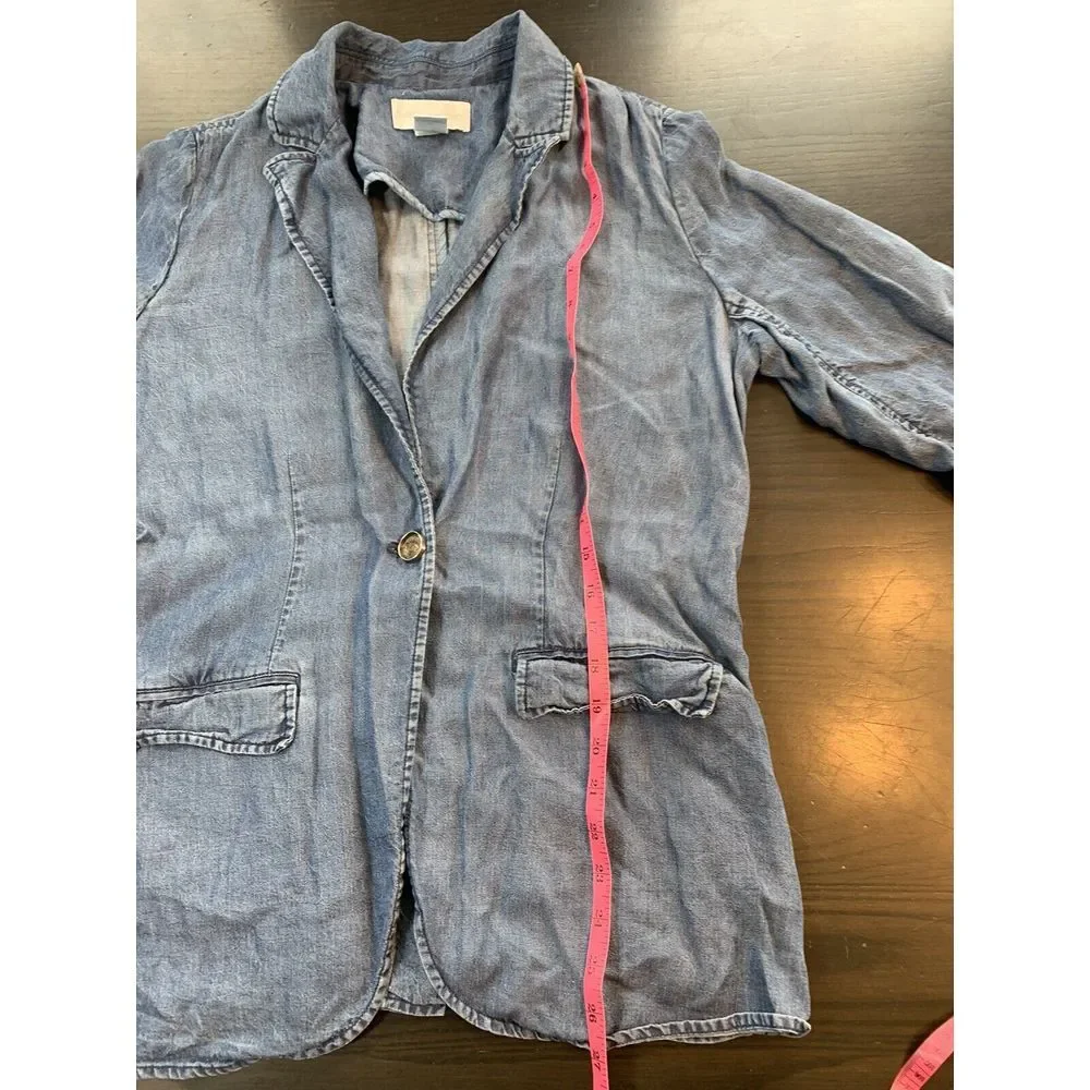 Soft Surroundings Chambray Jacket Women's PS‎ Petite Small Tencel Blue Blazer